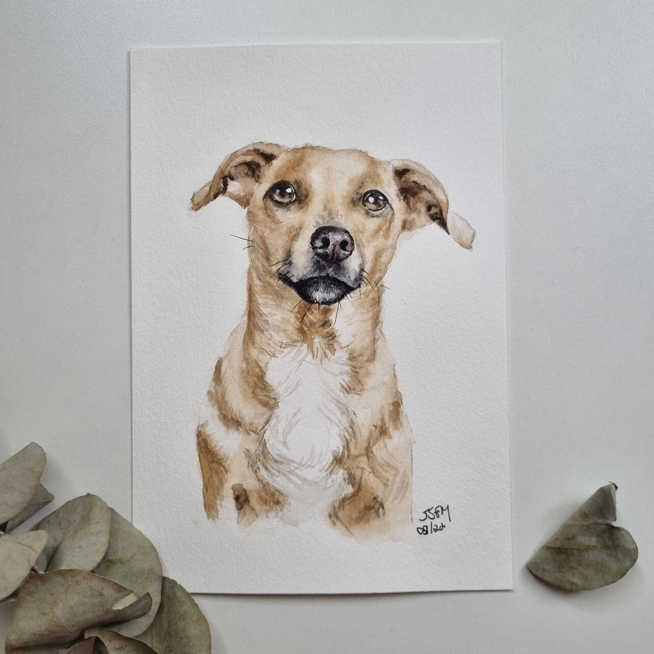 Aquarela personalizada de cachorro SRD pintada à mão aquarela de cachorro vira lata pintada a mão