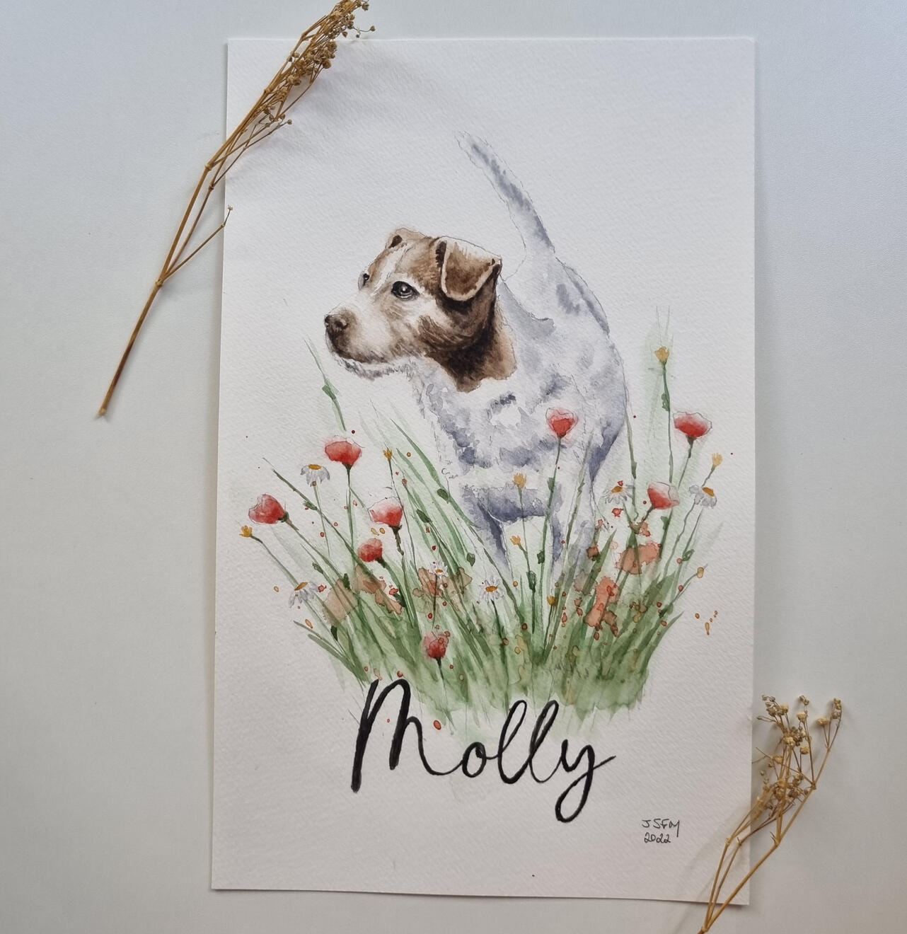presente de aquarela pet de Fox Paulistinha Brazilian Terrier memorial
